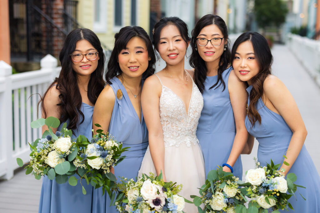 Bride with her bridesmaids